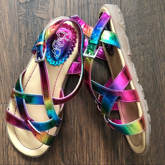 girls rainbow flip flops